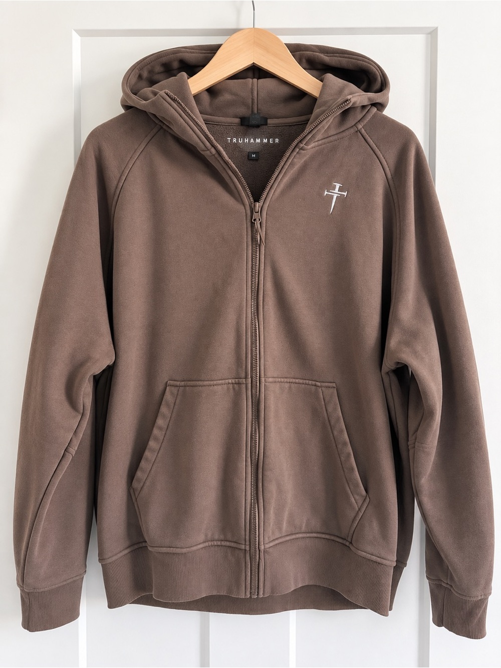 Truhammer Men's Brown Full-Zip Hooded Jacket